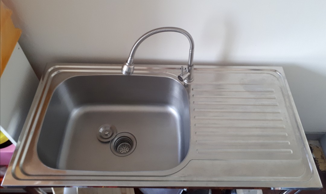 Stainless Steel Single Bowl Kitchen Sink (Rack), Furniture ...