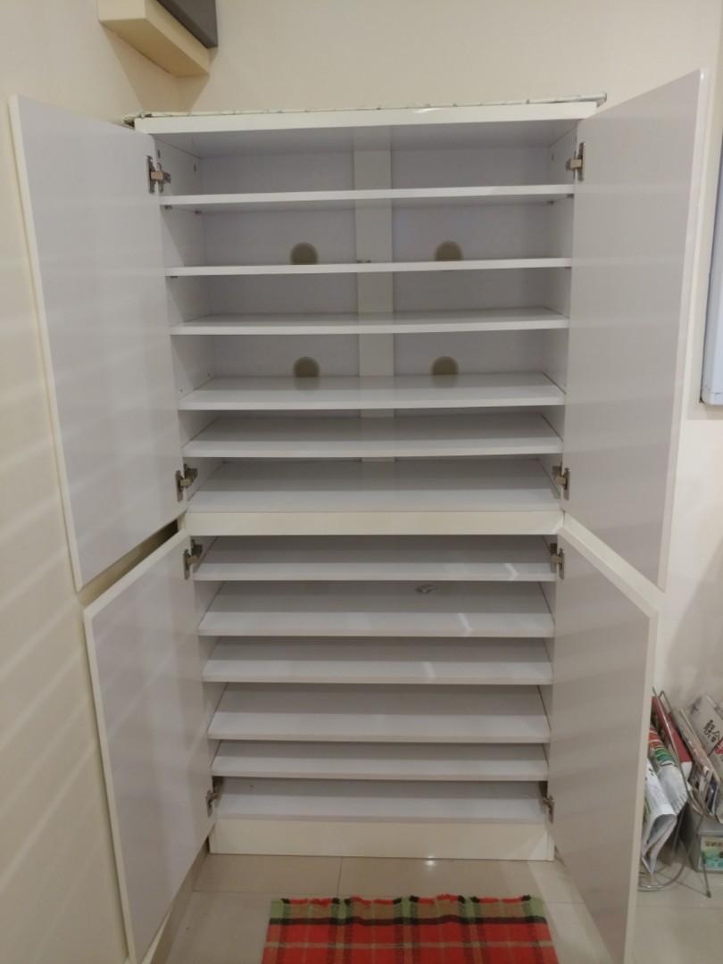 Shoe Cabinet For Storage Of 48 Pair Of Shoes Tall Glossy White
