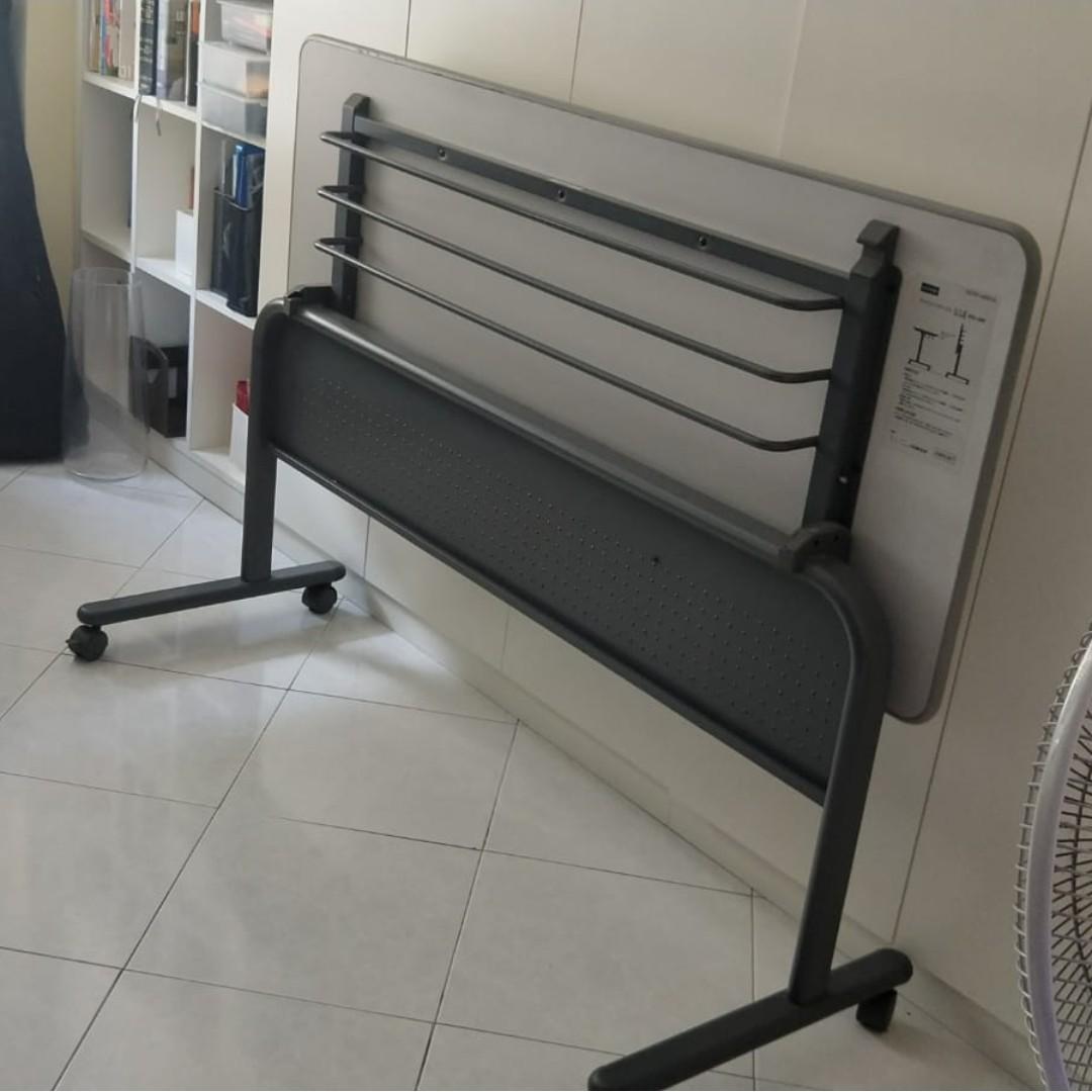 Uchida Foldable Table with wheels and bottom shelf 1.5m, Furniture ...