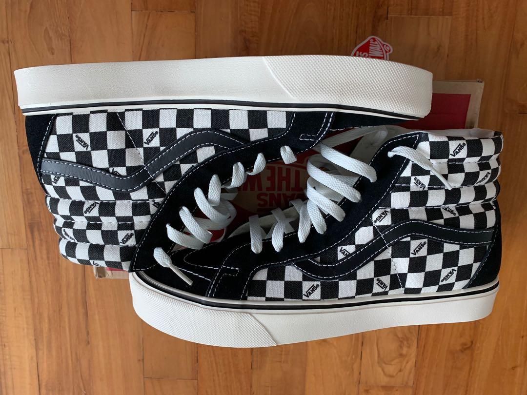 Vans Sk8 Hi Lite in Black Checkerboard Men s Fashion Footwear