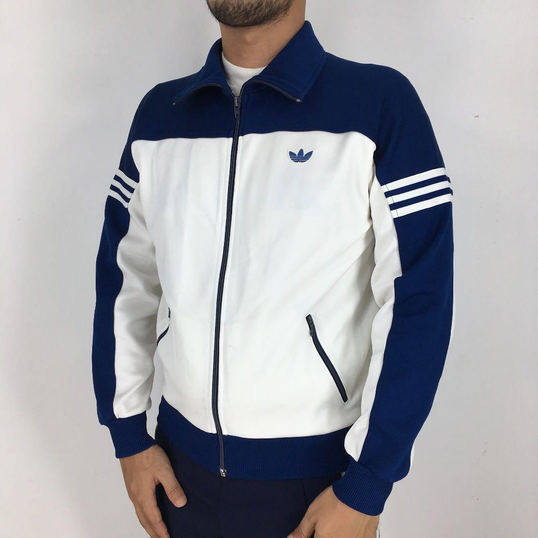 Vintage Adidas Trefoil Tracktop White Blue Jacket Men s Fashion