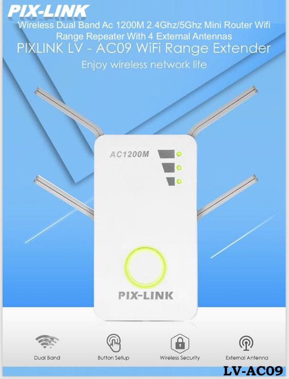 Pix Link Repeaters Wifi Range Extender 1200m Dual Band Router Wireless Access Computers Tablets Network Hardware Wi Fi Boosters Extenders Antennas