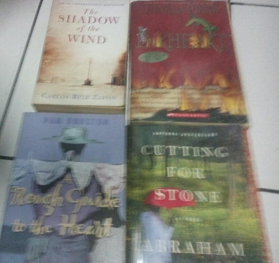 4pcs Books The Shadow Of Wind Cutting For Stone Rough Guide To The Heart Inkheart Books Books On Carousell