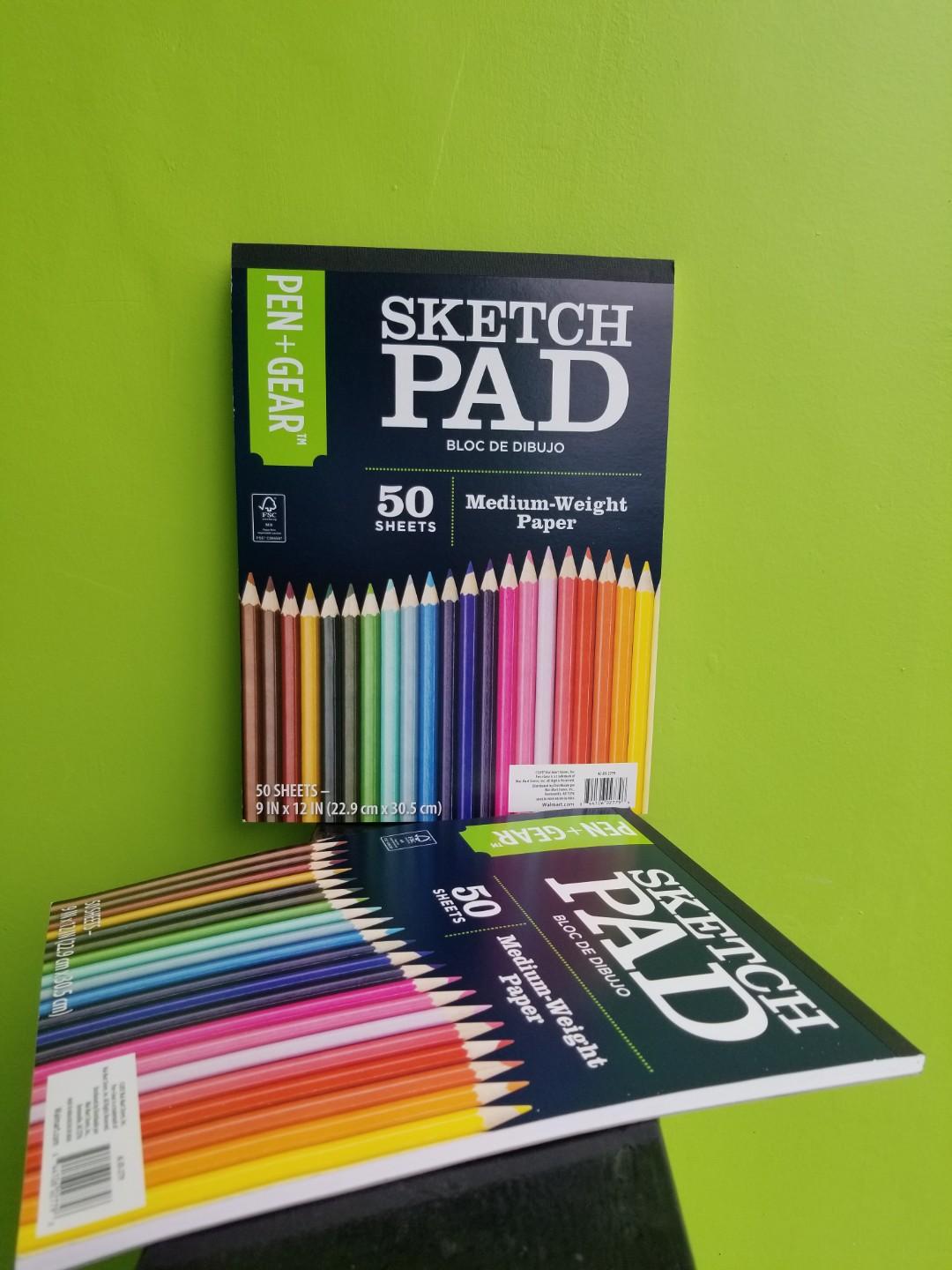Pen + Gear Medium Weight Paper Sketch Pad, 50 Sheets, 9 x 12 
