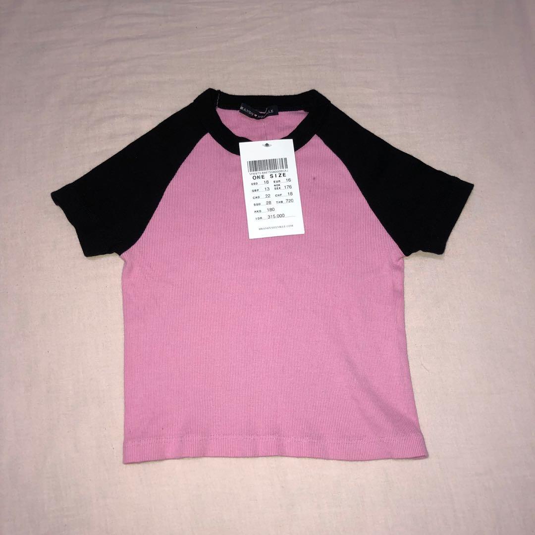 Bnwt Brandy Melville Black And Pink Bella Top Women S Fashion Tops Other Tops On Carousell