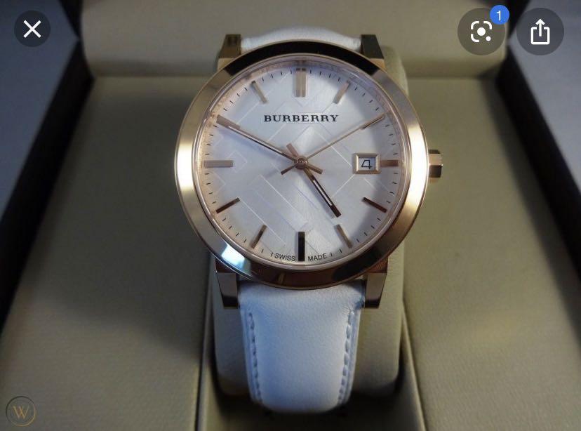 burberry white leather strap watch