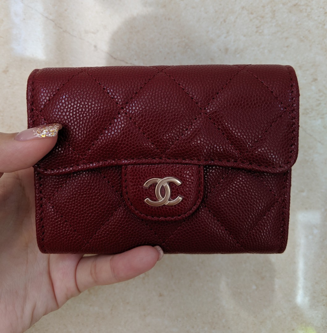 Chanel 19B Burgundy XL Cardholder Luxury Bags  Wallets on Carousell