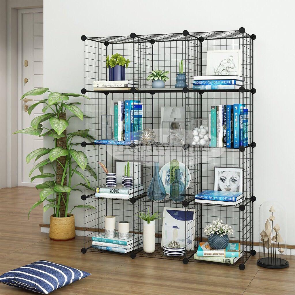 Diy 12 Cube Metal Wire Multi Function Storage Rack Home