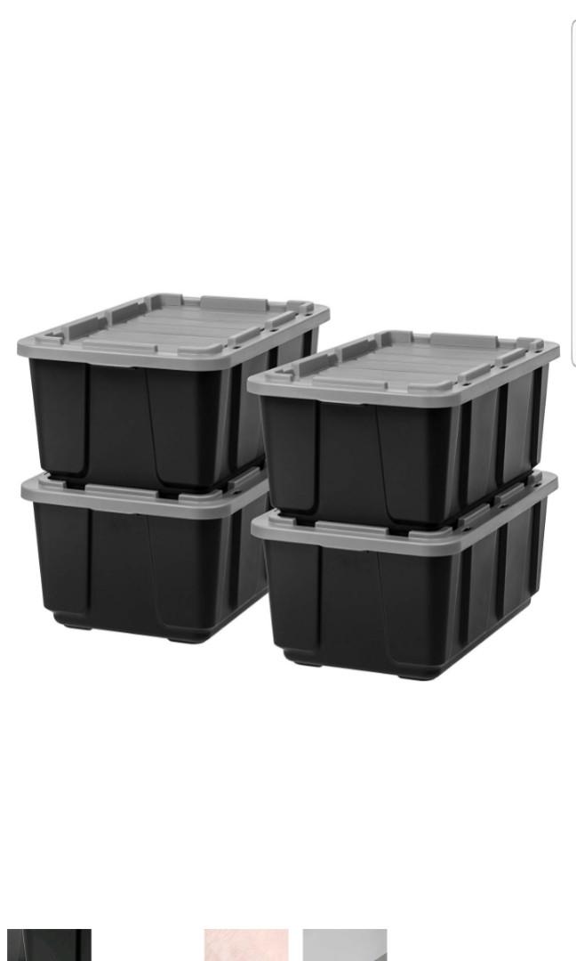 Gray Lid Stackable Lockable Storage Box 
