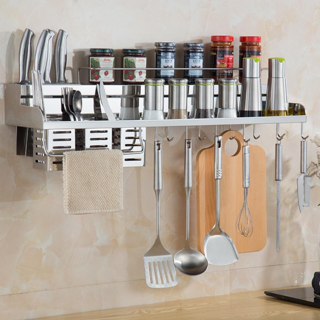 High Quality Sus304 Stainless Steel Cabernet Kitchen Spice Rack Kitchen Shelf Turret Wall 304 Stainless Steel Shelving Rack Multi Function Wall Rack Home Appliances Kitchenware On Carousell