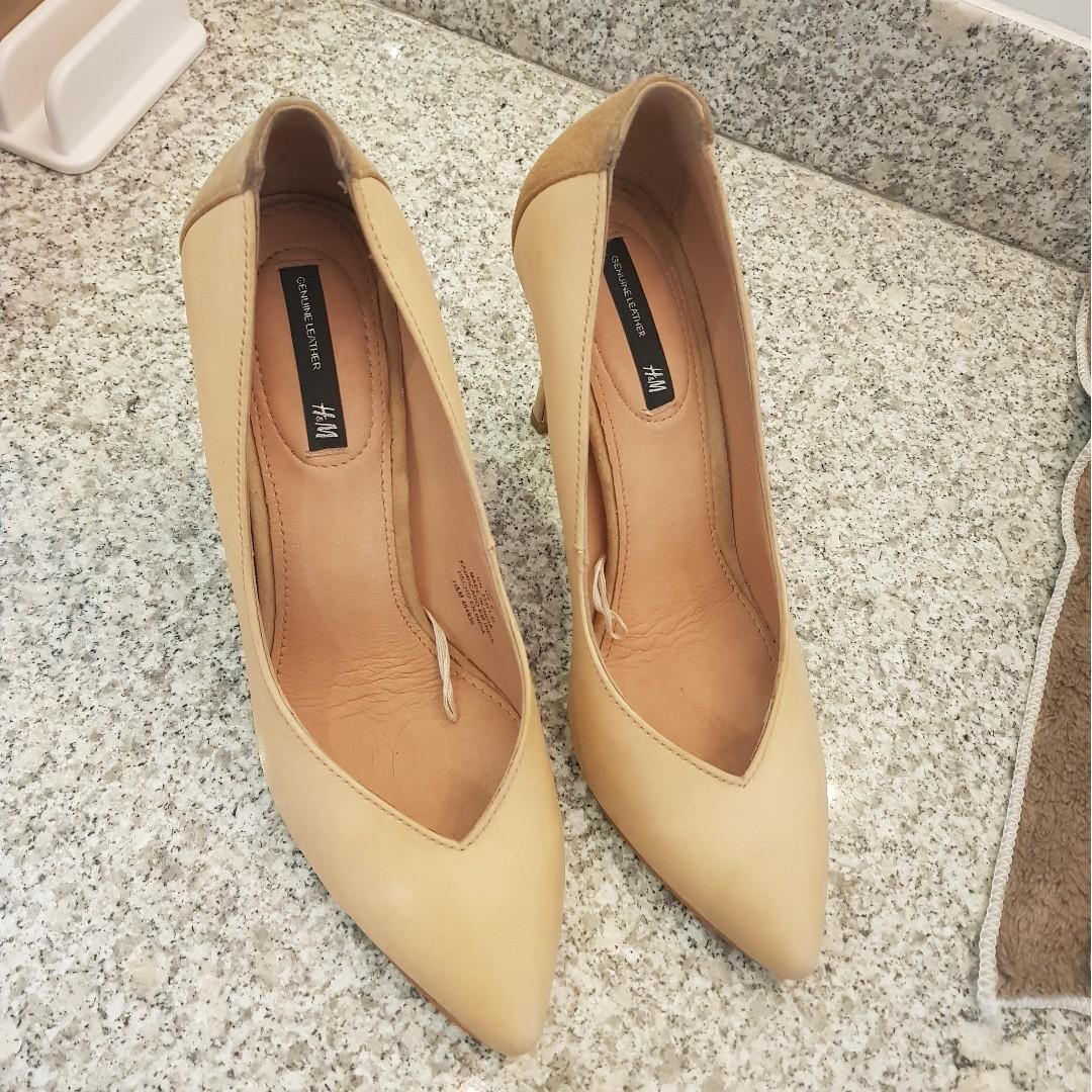 H M Genuine Leather Nude Stiletto Heels