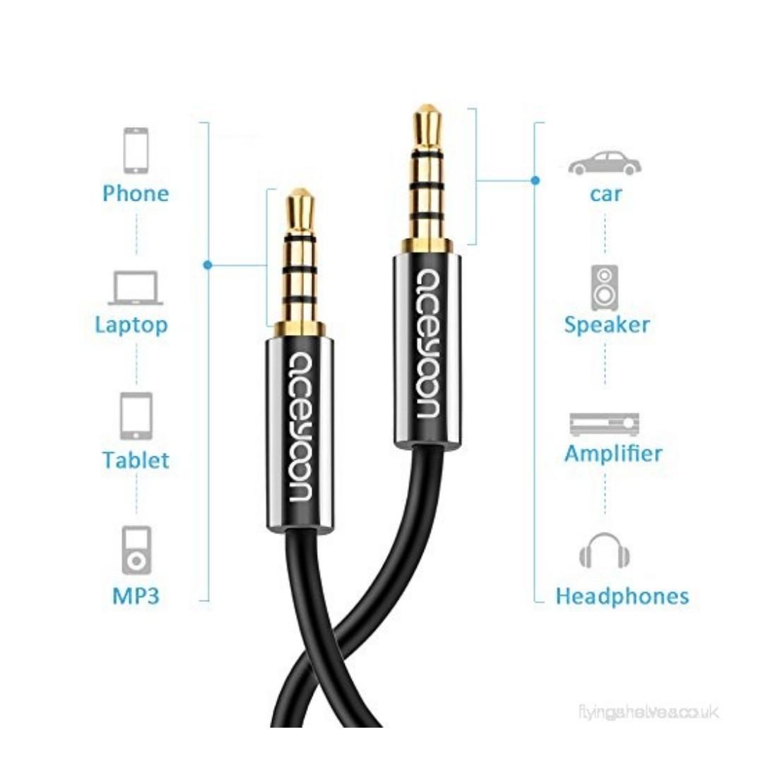 K656 Aceyoon Aux Cable 5m Long 4 Pole Microphone Aux To Aux Extender Lead Male To Male Headphone Extension Cord 3 5mm To Jack Mic For Pc Car Headset Ipad Iphone B07d287pdr