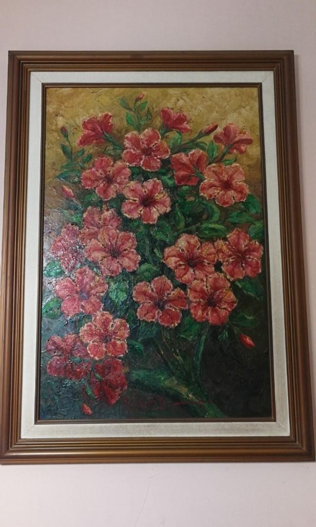 Lukisan Bunga Sepatu Antik Desain Kerajinan Tangan Karya Seni Di Carousell