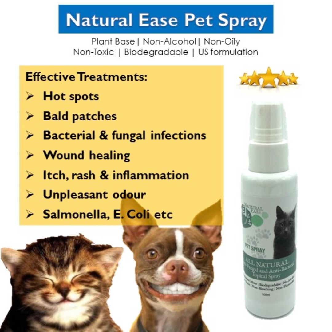 Natural Ease Dog Cat Pet Spray Treats Bacterial Fungal Skin