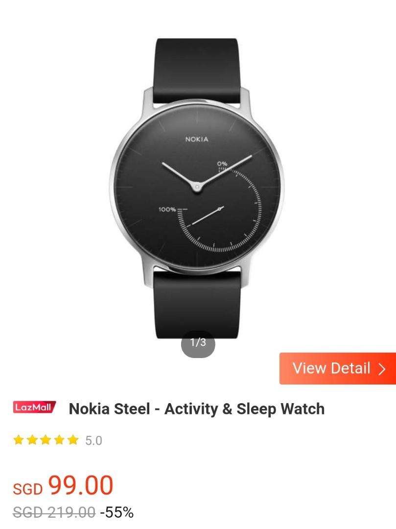 Nokia Steel Activity and Sleep Watch Mobile Phones Gadgets Wearables Smart Watches on Carousell