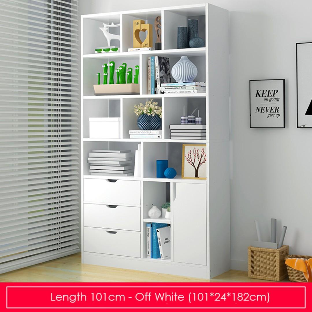 Off White Modern Storage Display Bookshelf Length 101cm Furniture
