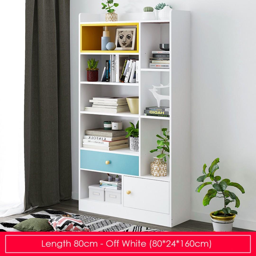 Off White Modern Storage Display Bookshelf Length 80cm Furniture