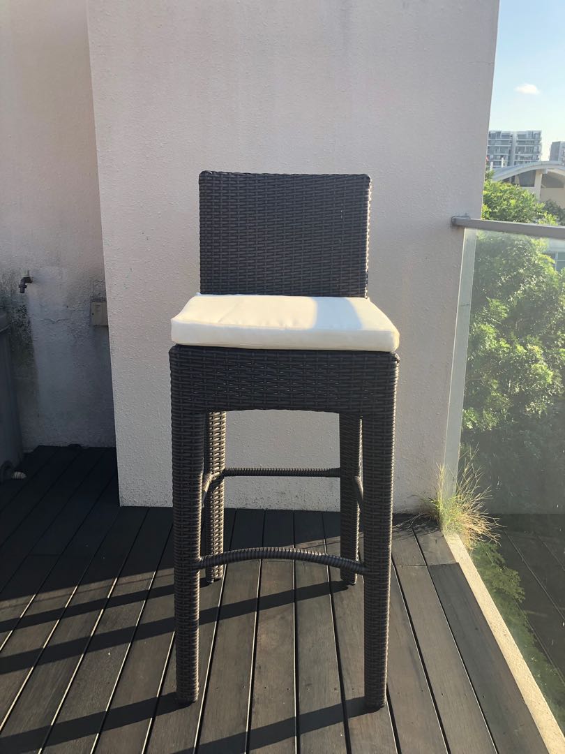 Outdoor high table with chairs and cushions, Furniture & Home Living