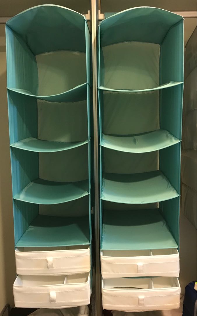 Pair of hanging clothes organizers with 4 drawers, Furniture & Home