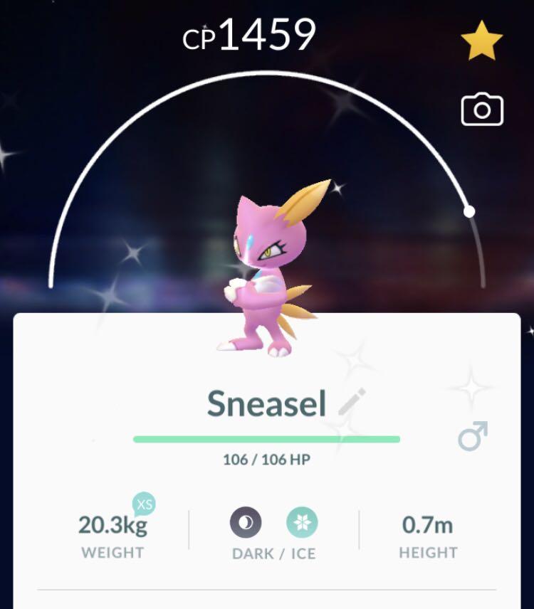 Pokemon Go Shiny Sneasel Video Gaming Gaming Accessories Game Gift Cards Accounts On Carousell