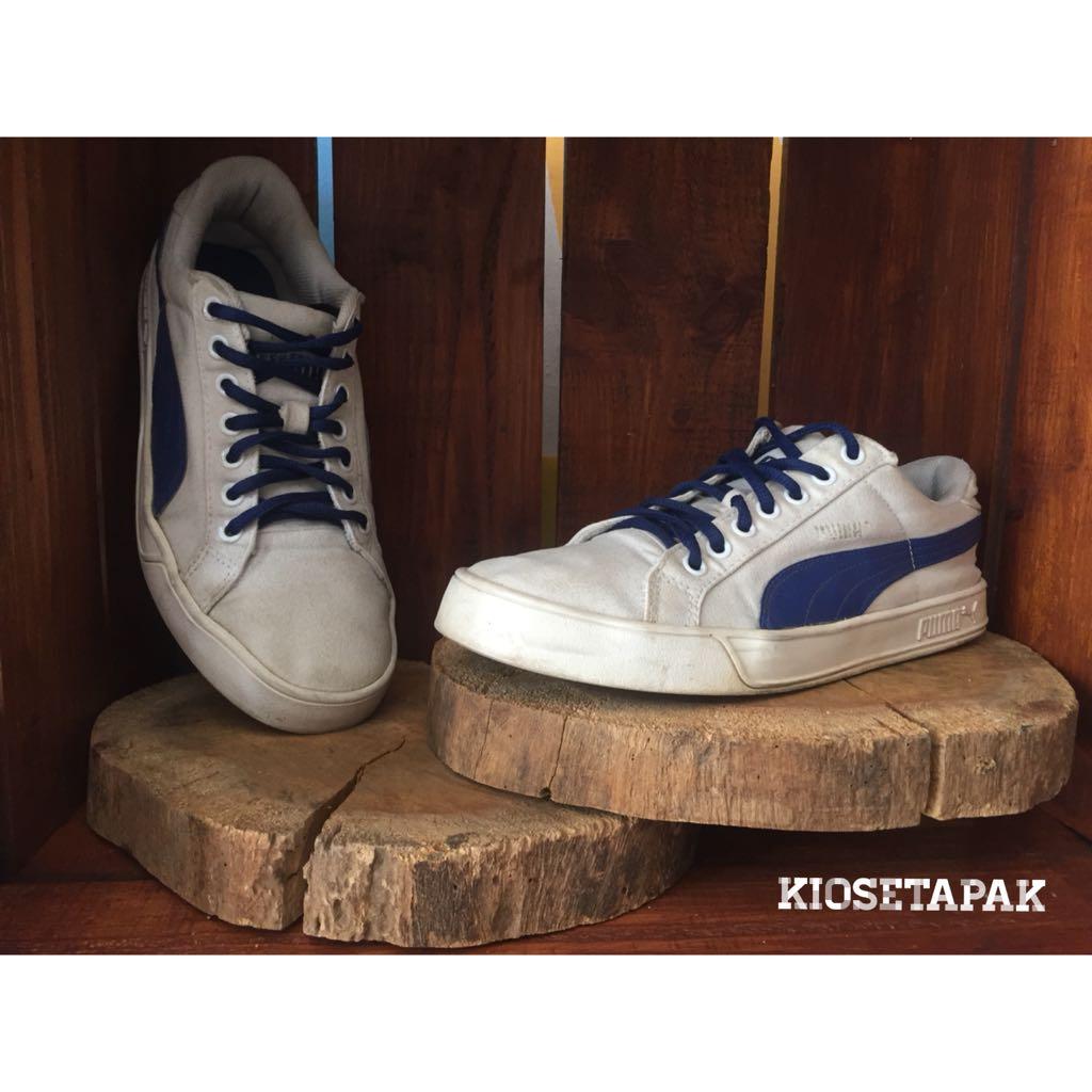 Preloved Stuff Puma Smash Vulc CV white blue, Fesyen Pria, Sepatu ,  Sneakers di Carousell