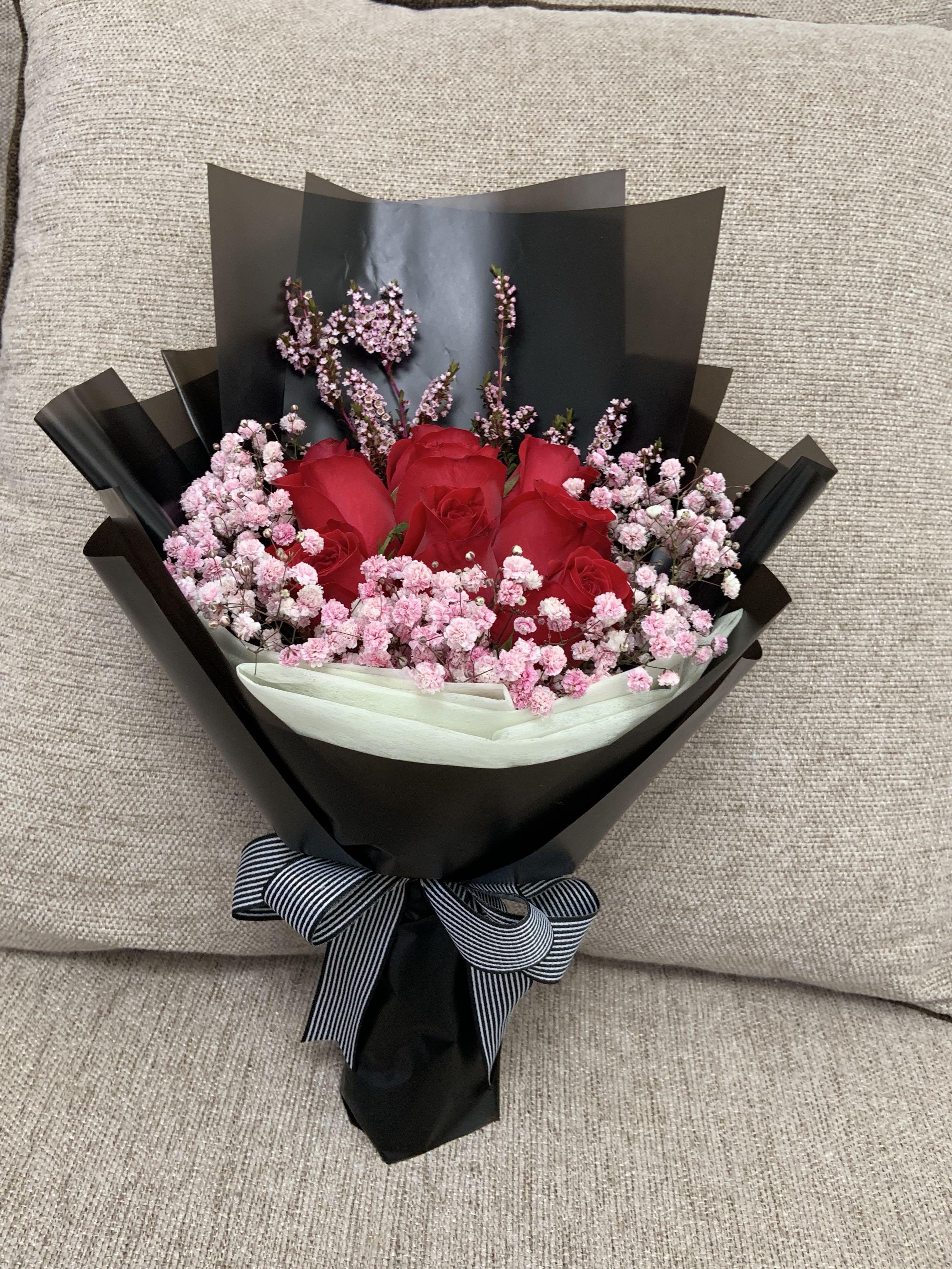 Rose Bouquet 9 Roses Gardening Flowers Bouquets On Carousell