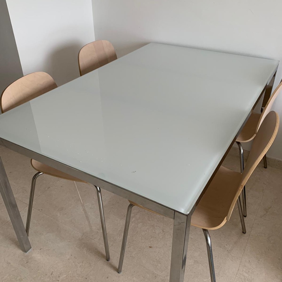 White glass Ikea Dining Table
