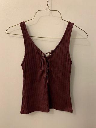 Urban Outfitters Tie-Front Tank (Maroon)