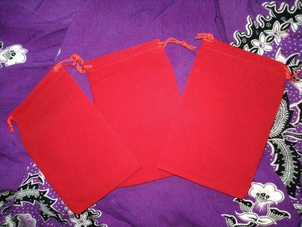 [Velvet Pouch] Red Drawstring Bags