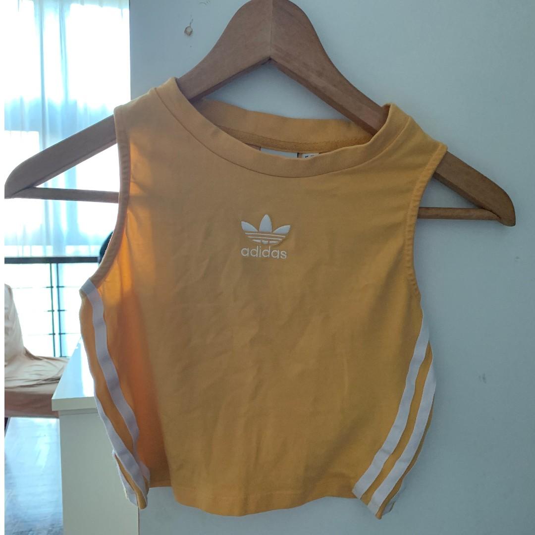 Adidas yellow crop top discount