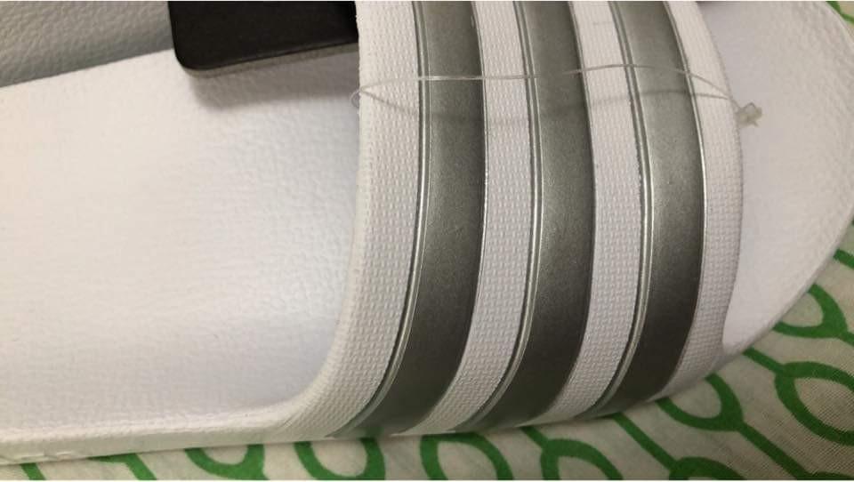 Adidas white silver slides, Women's Fashion, Footwear, Flats & Sandals