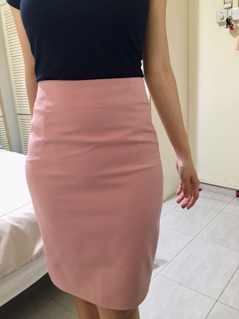 Blush pink pencil skirt Clearance
