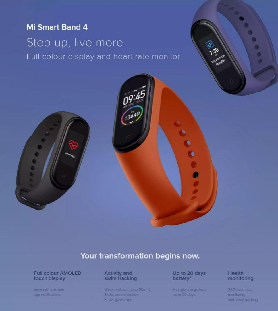 Bnib Xiaomi Mi Smart Band 4 Black Electronics Others On Carousell