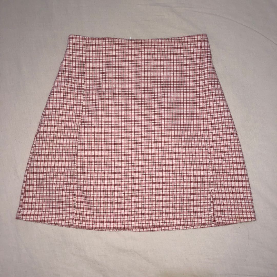 pink plaid brandy skirt