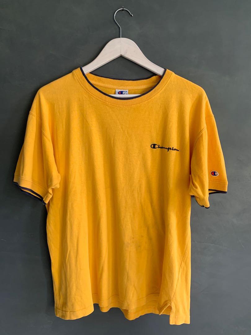 Champion Yellow Shirt, Men's Fashion, Tops & Sets, Tshirts & Shirts on Carousell