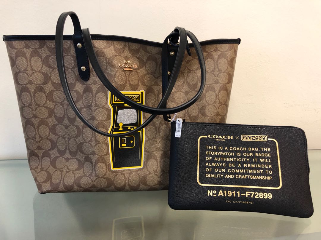 coach pac man reversible tote