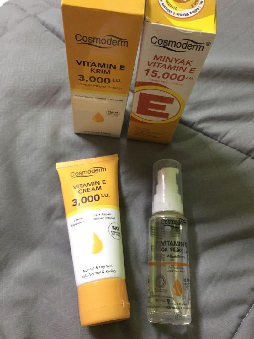 Cosmoderm Vitamin E Oil 15000 Iu And Vitamin E Cream 3000 Iu Health Beauty Skin Bath Body On Carousell