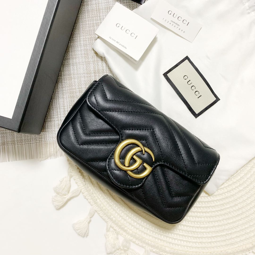Gucci Marmont matelass leather super mini bag Authentic