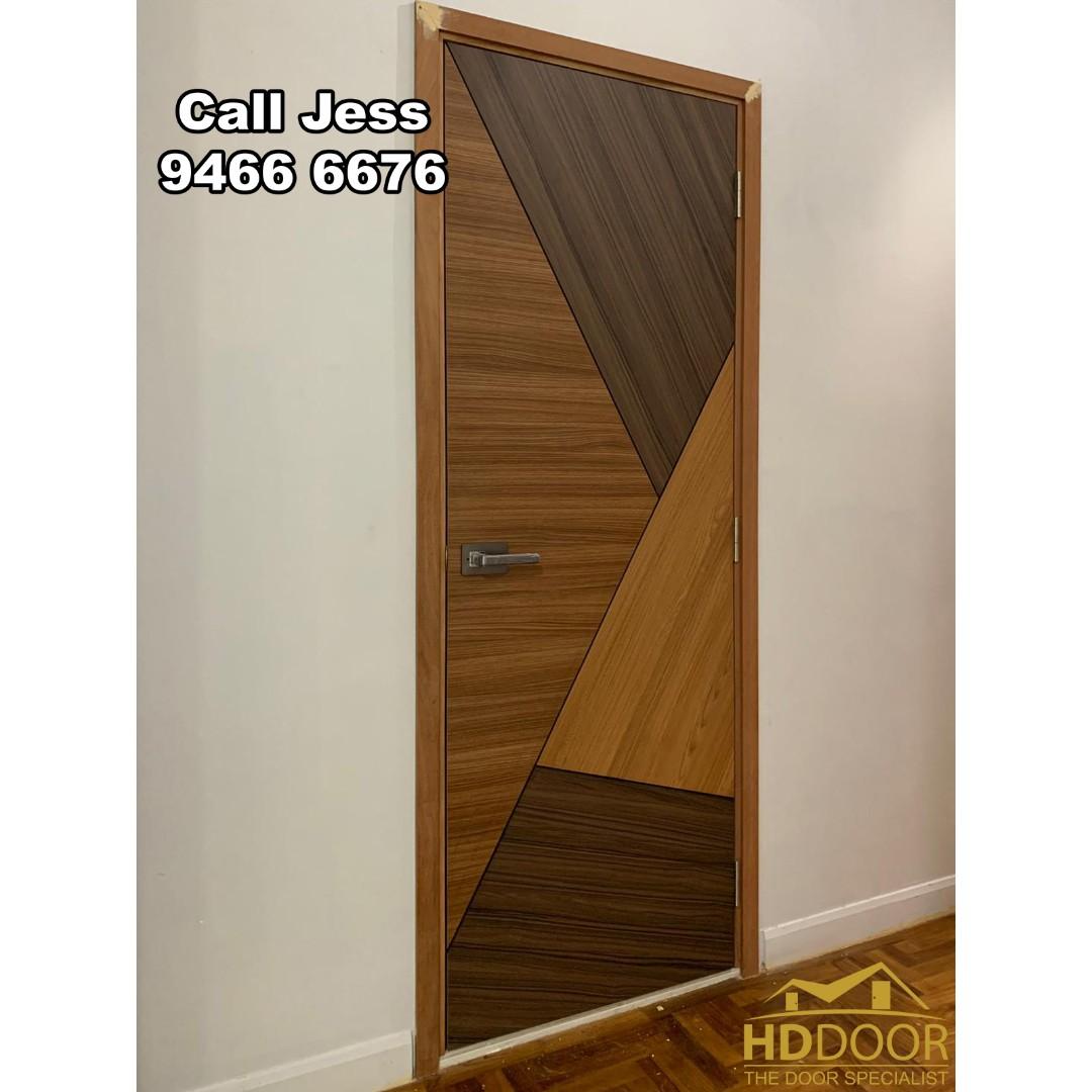 Hdb Good Design Fullsolid Wooden Bedroom Door With Lever