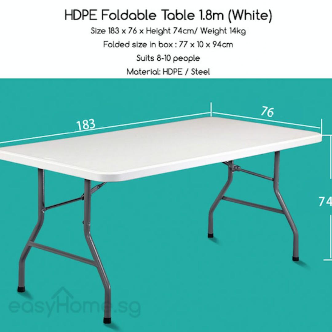 HDPE Foldable Table 1.8m / Study Laptop Desk Portable, Furniture & Home