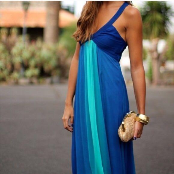 h&m blue maxi dress