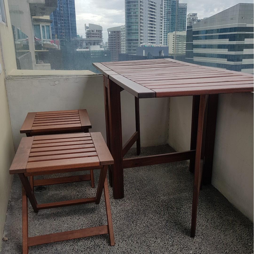 Ikea Applaro Outdoor Folding Wooden Table Stools Home Furniture Furniture Fixtures Tables Chairs On Carousell