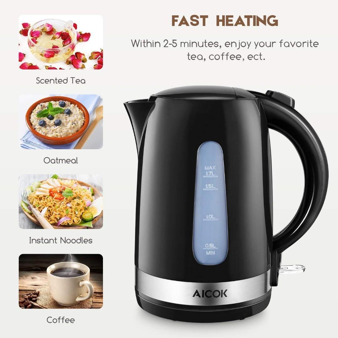 K663) Aicok Electric Kettle 1.7L 3000W, Light-weight Kettle, Jug Kettle  with BPA-Free, Auto Shut-off & Boil-Dry Protection, Black, TV & Home  Appliances, Kitchen Appliances, Water Purifers & Dispensers on Carousell