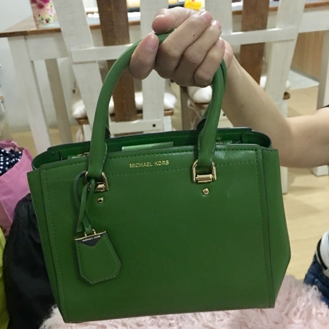 green michael kors handbag