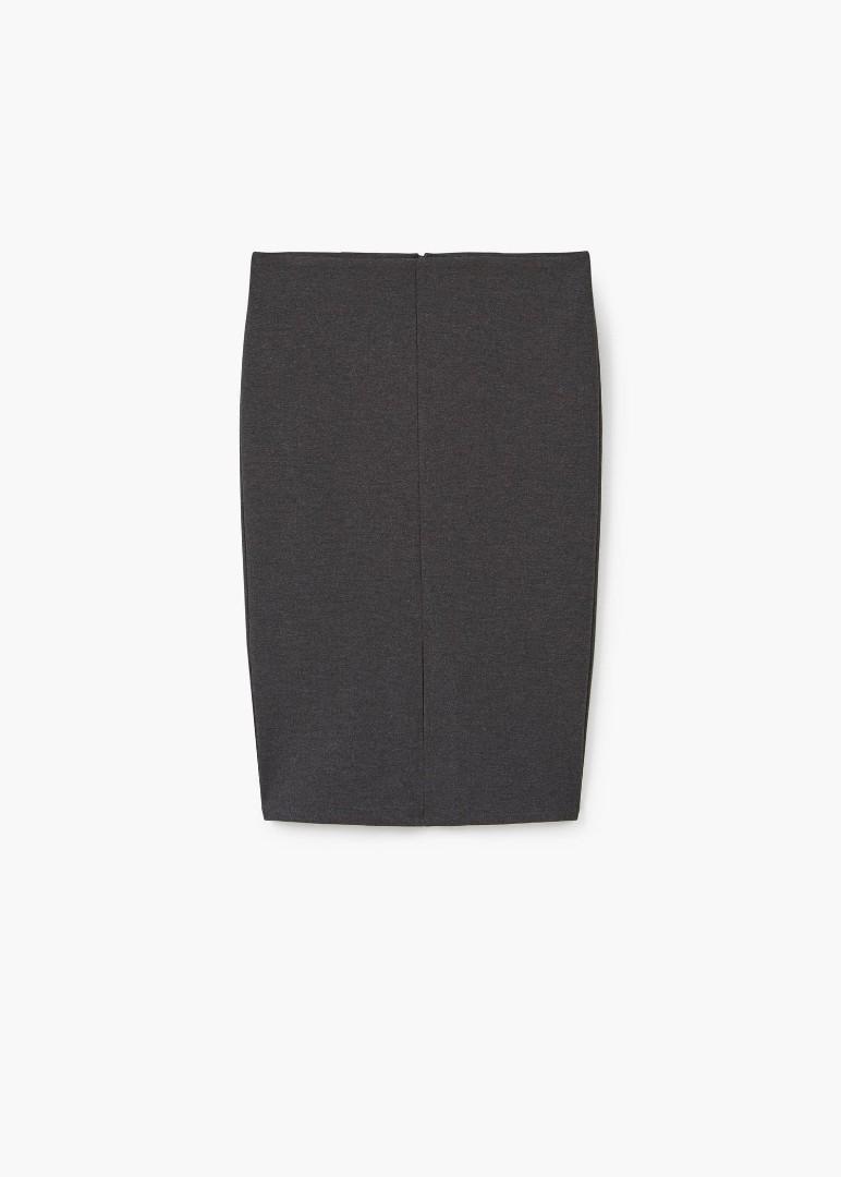 New Mango Charcoal Grey Pencil Skirt With Front Slit Uk 10