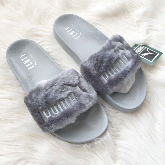 rihanna puma slippers grey
