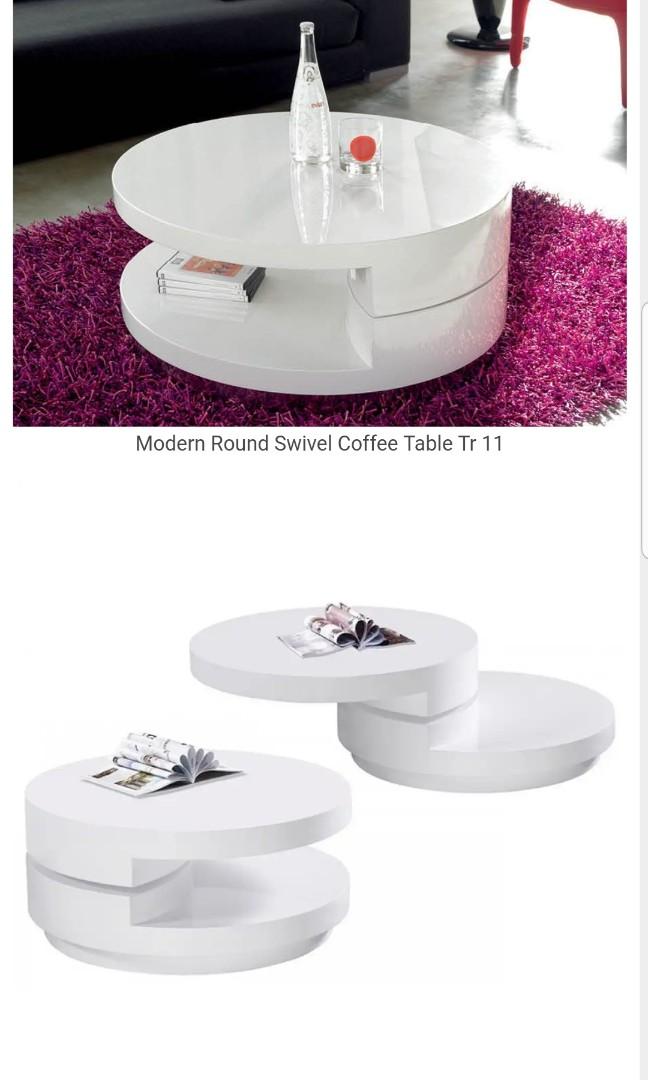 Ing Mint Condition Swivel Round White Coffee Table Furniture Home Living Tables Sets On Carou Ing Mint Condition Swivel Round, Round White Coffee Table