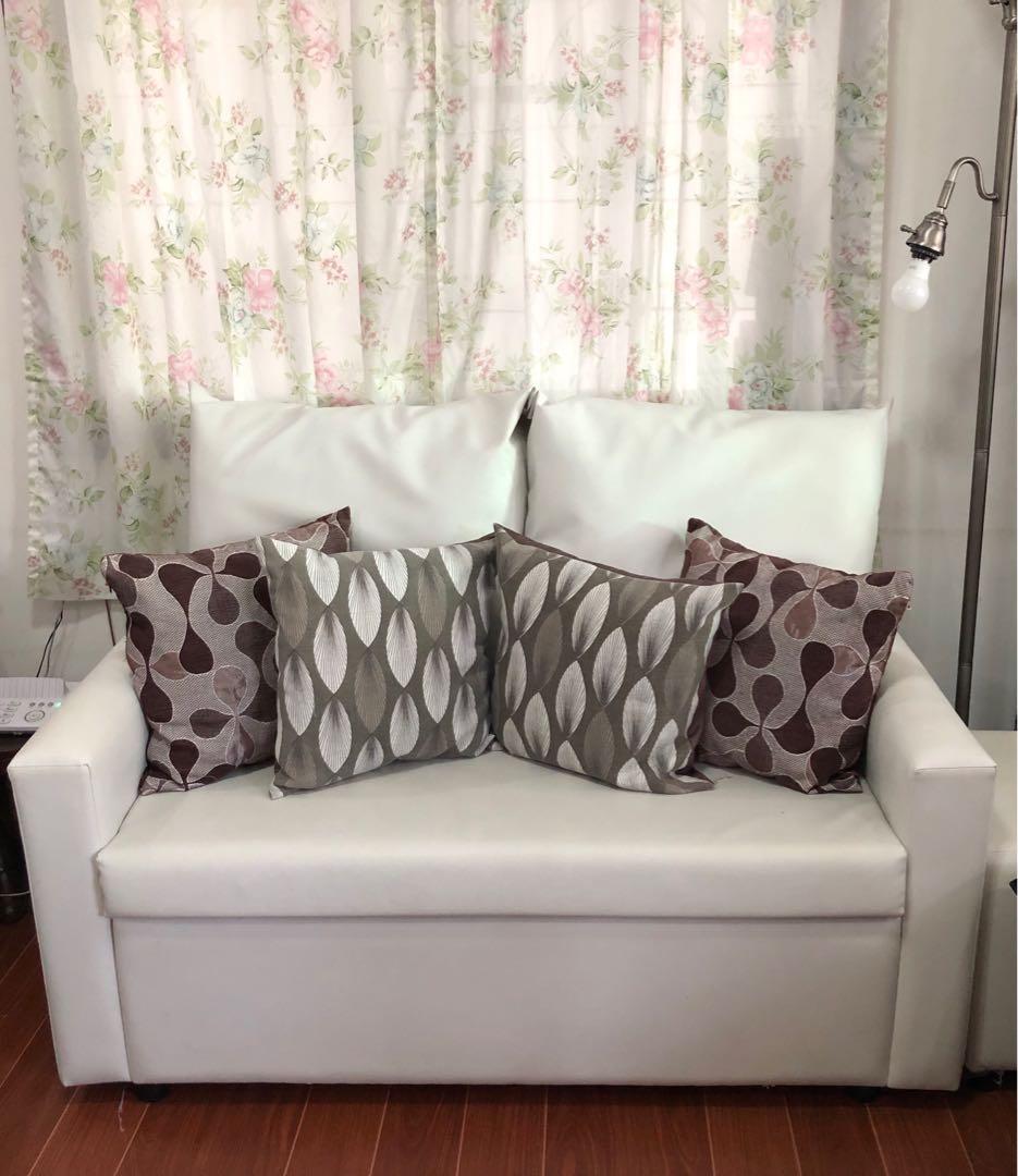 Slightly Used Spa Sofas Genuine White Leather Set On Carousell