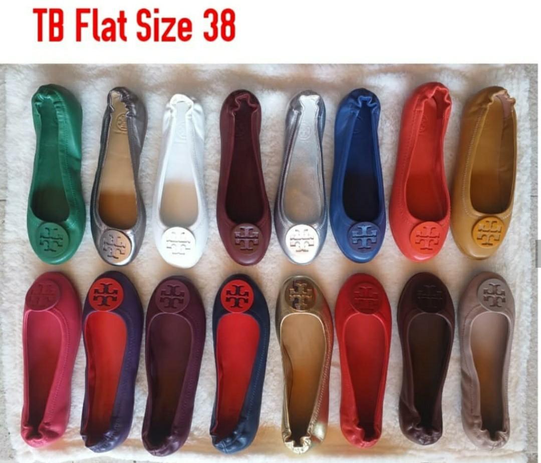Tory Burch Flat Shoes Original 100%, Fesyen Wanita, Sepatu di Carousell