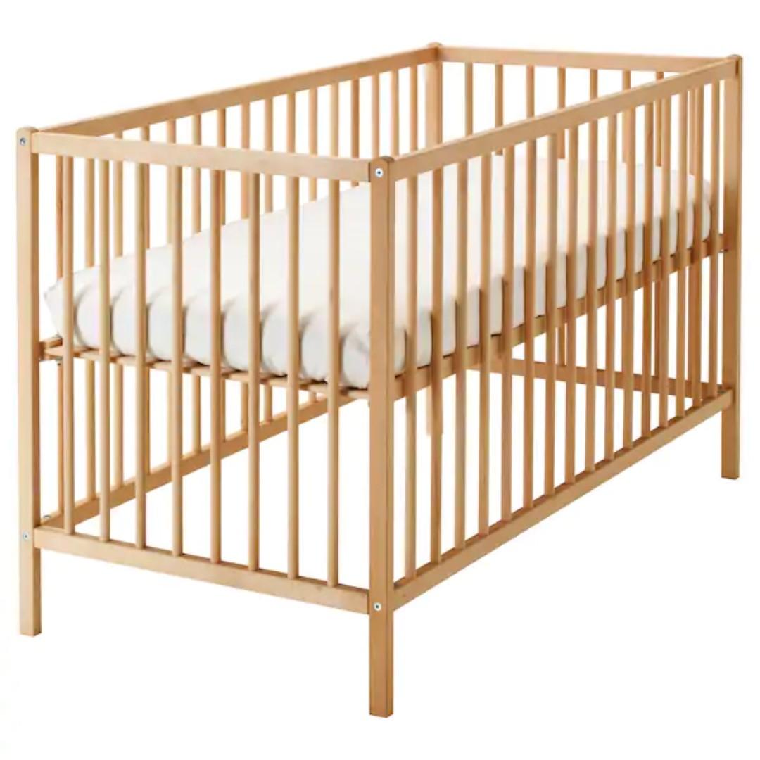 Used Ikea Baby Cot Crib Sniglar Mattress And Sheets Furniture